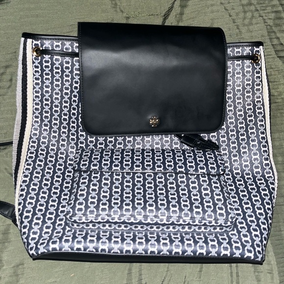 Tory Burch Handbags - Tory Burch Gemini Link Coated Canvas
Backpack Black